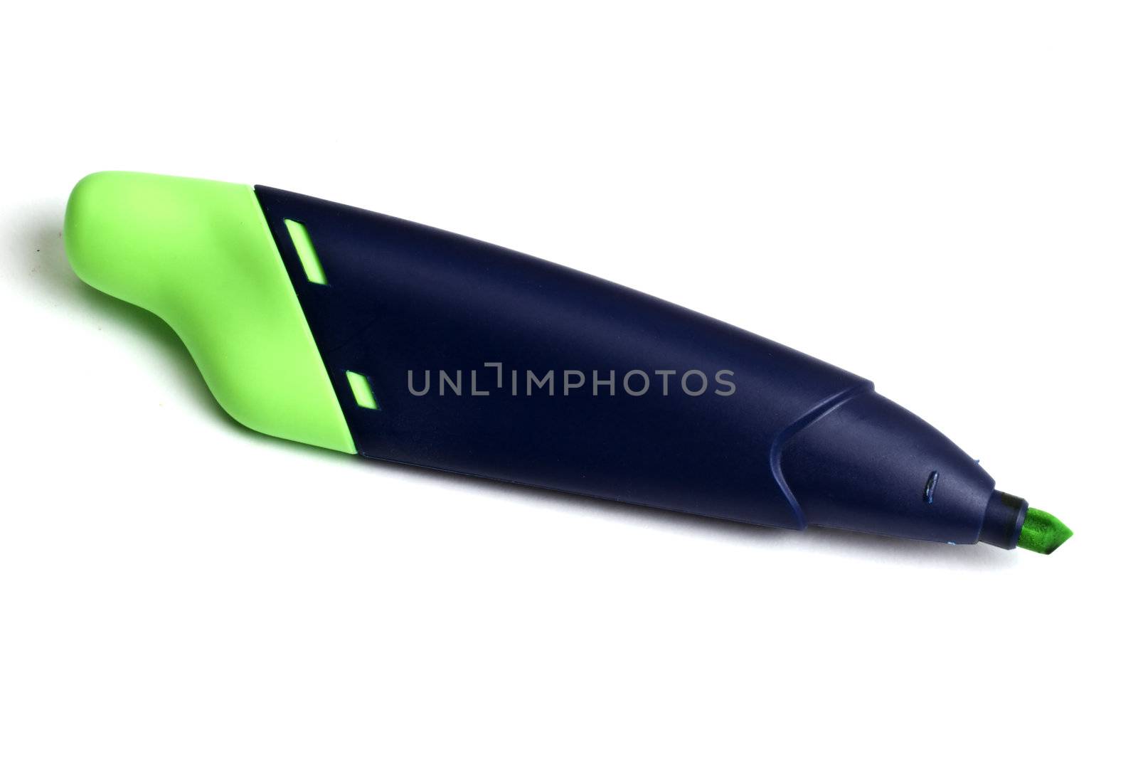Green highlighter isolated on white background 