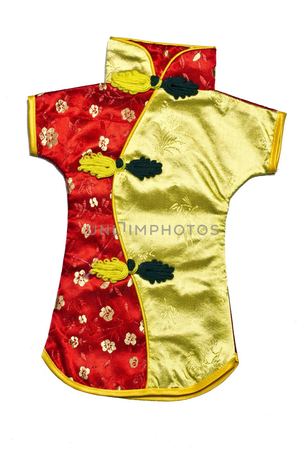 Mini traditional Chinese Costume for women isolated on white
