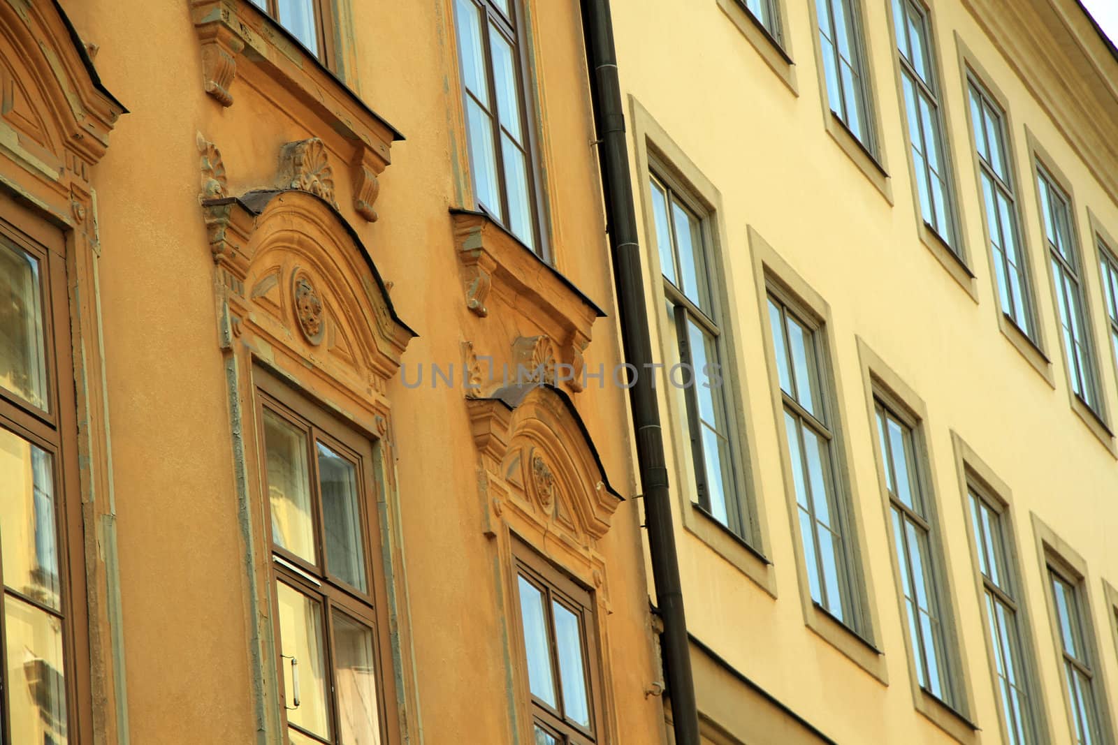 windows background od old building in Stockholm 