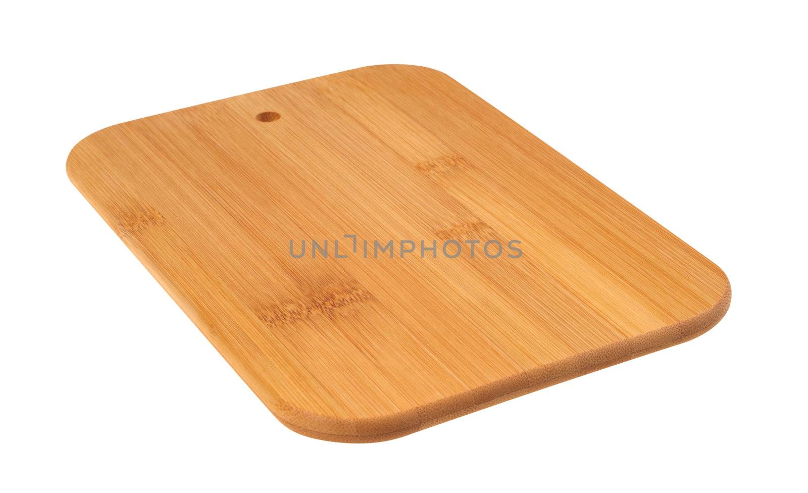 Wooden cutting board isolated on white background