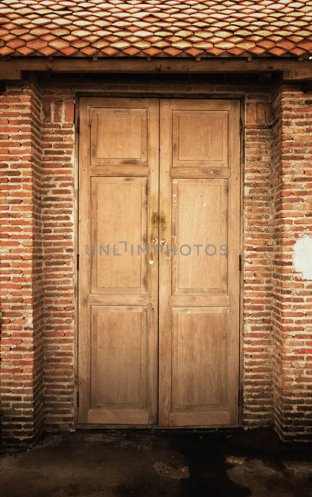 Old brown wooden door by stoonn