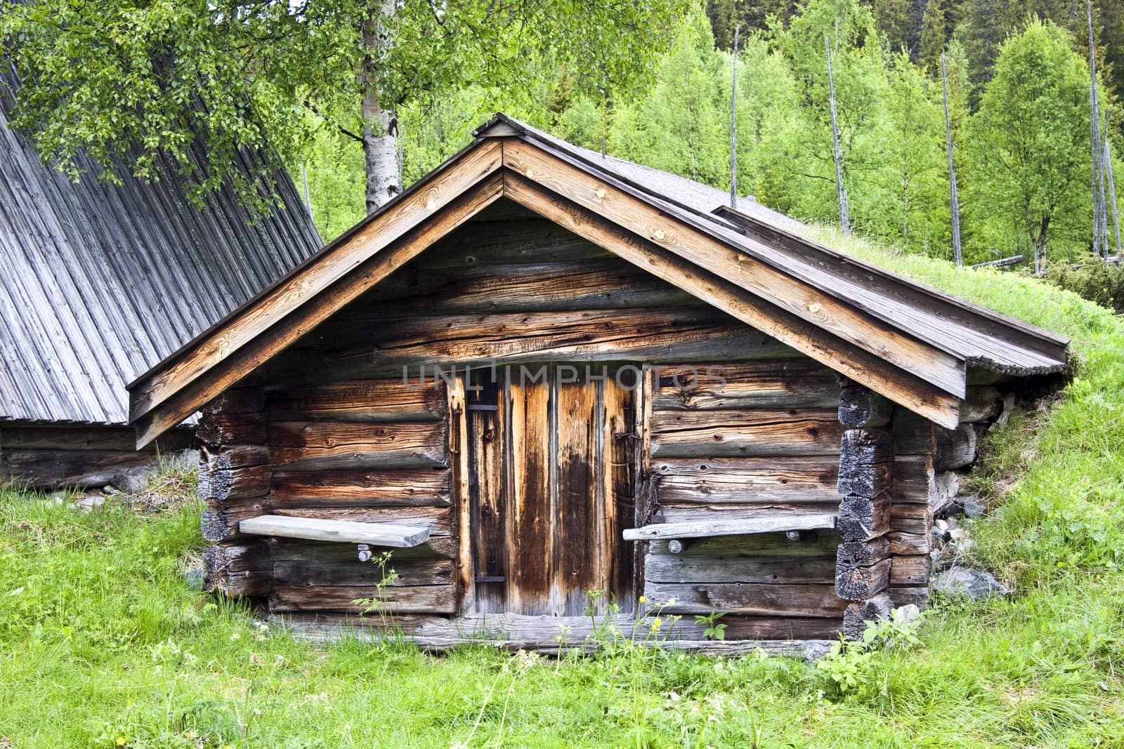 Old traditional wooden cabin in Sweden 