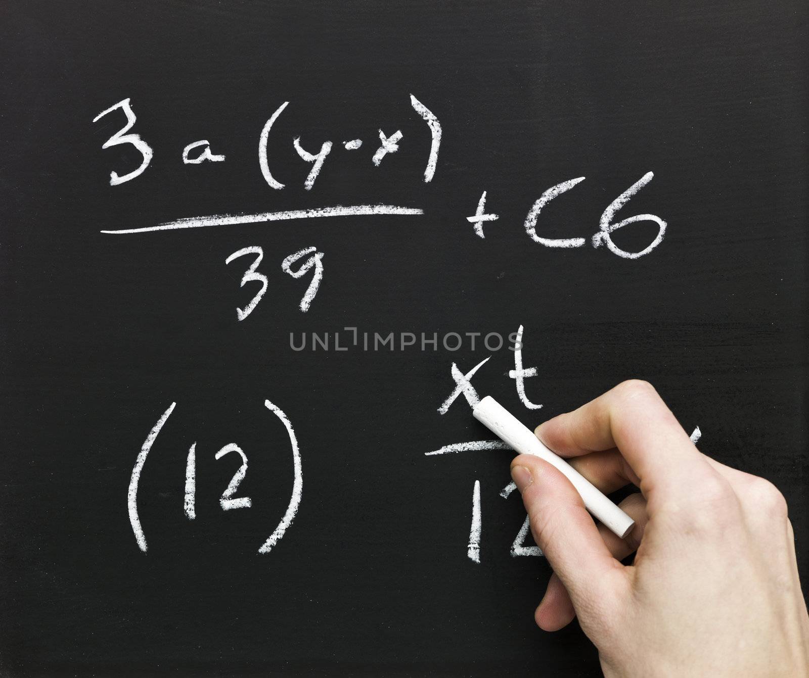 Close up of Mathematics on a blackboard