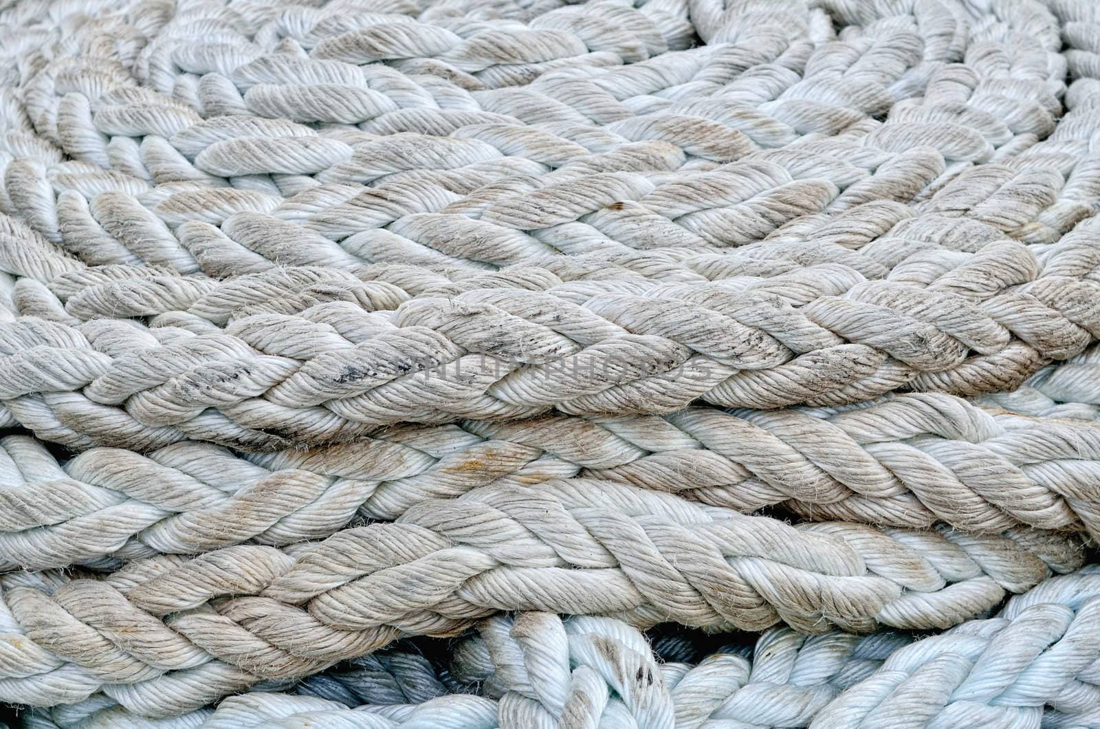 Twisted rope. Equipment on board sailing ship