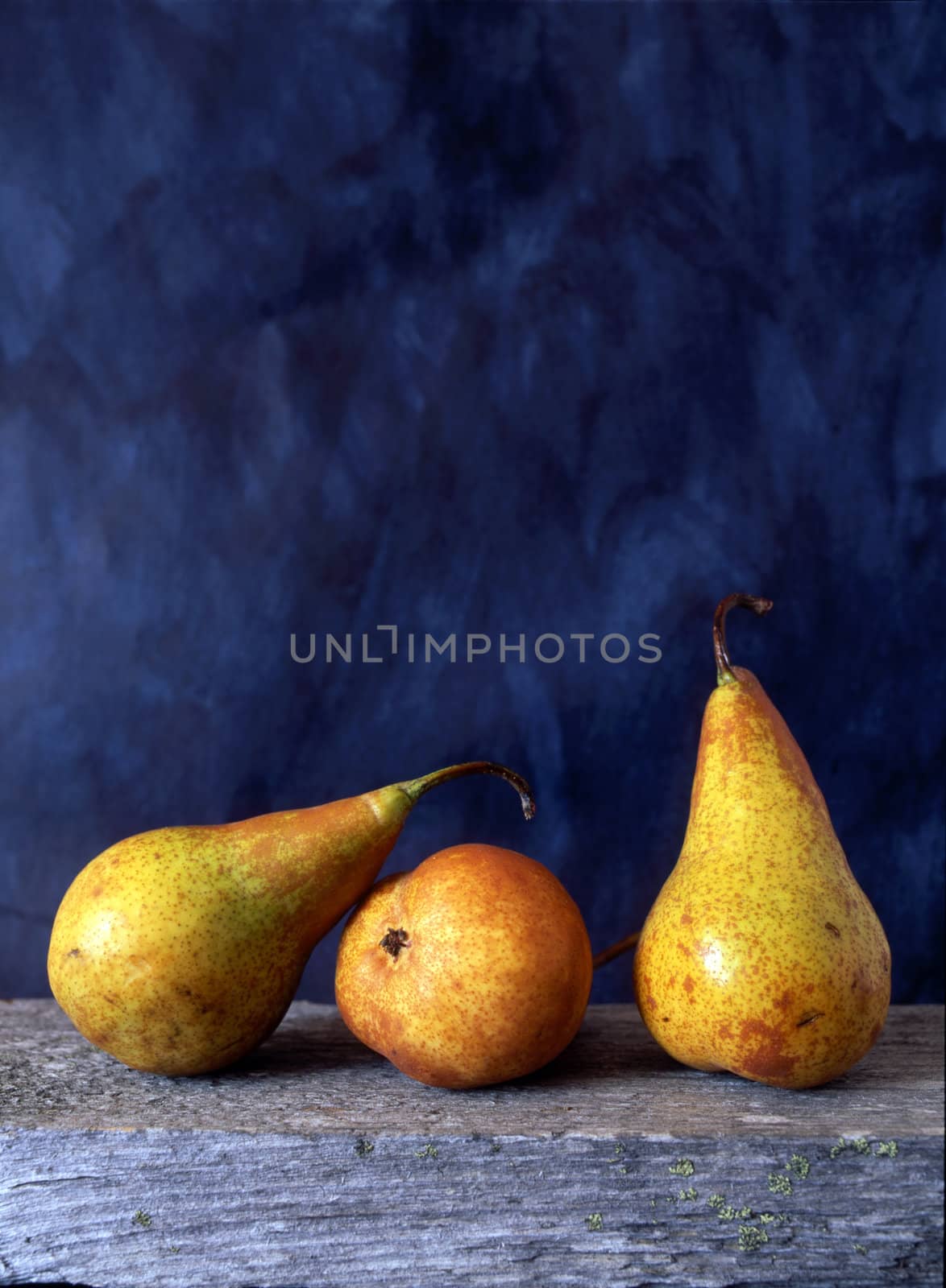 Three pears isolated on painted background