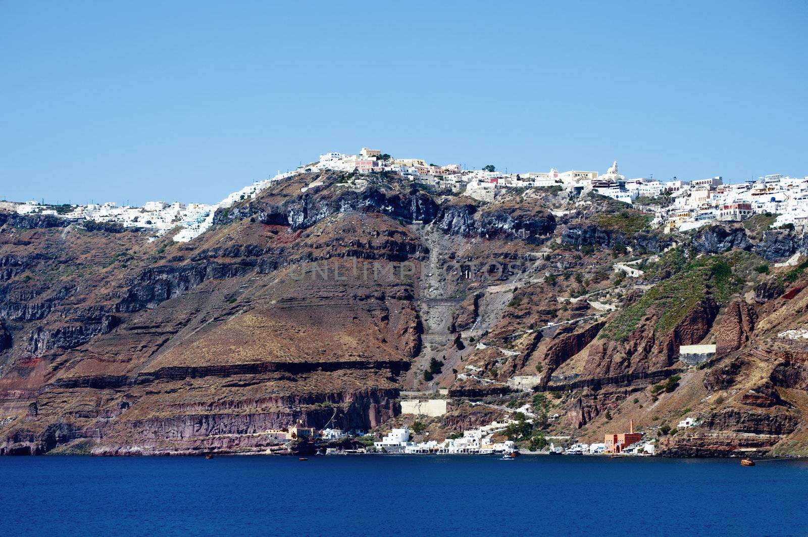 Coastline with Cliffs of Santorini Island, Greece