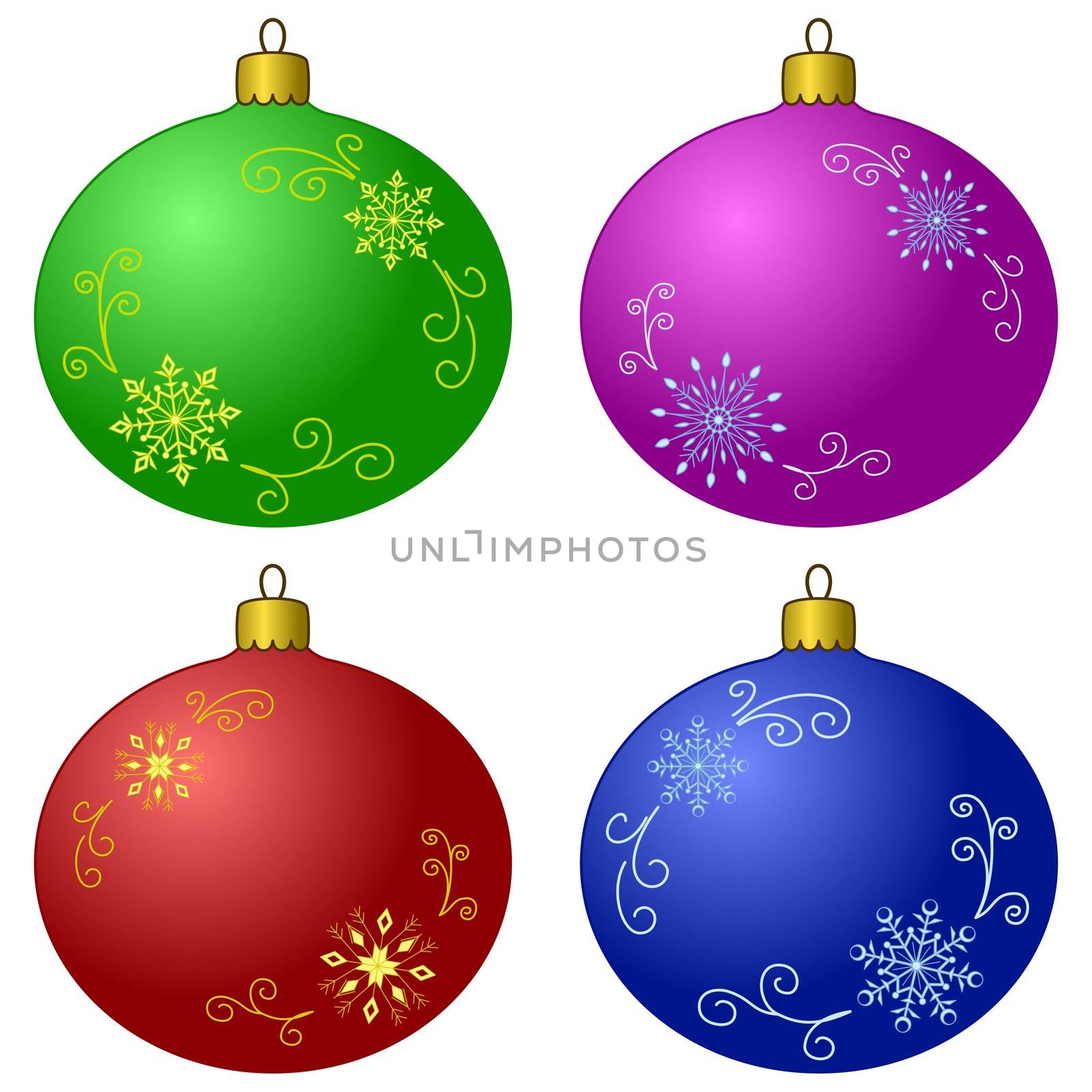 Christmas tree decoration: set glass balls with snowflakes