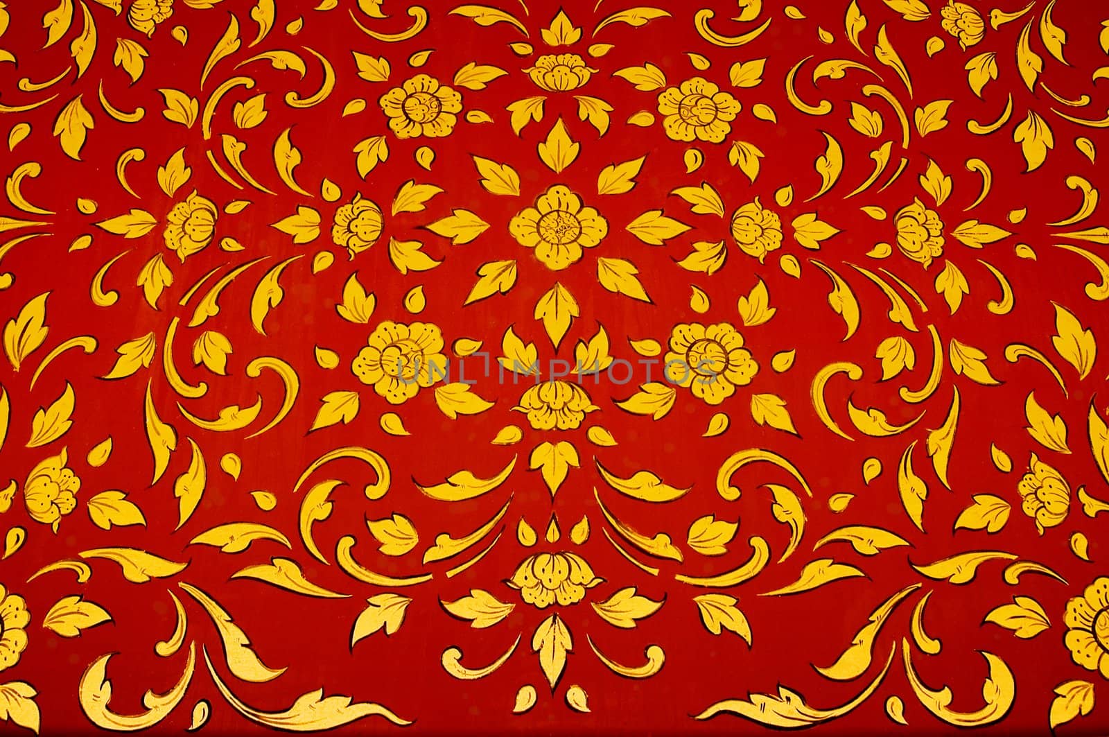 Floral pattern. Detail on temple in Bangkok, Thailand