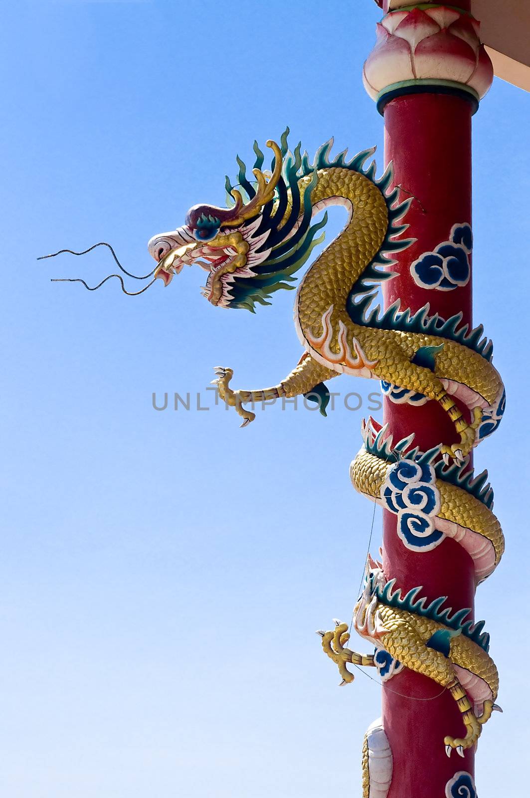 Dragon in chinese temple at Si Racha, Thailand