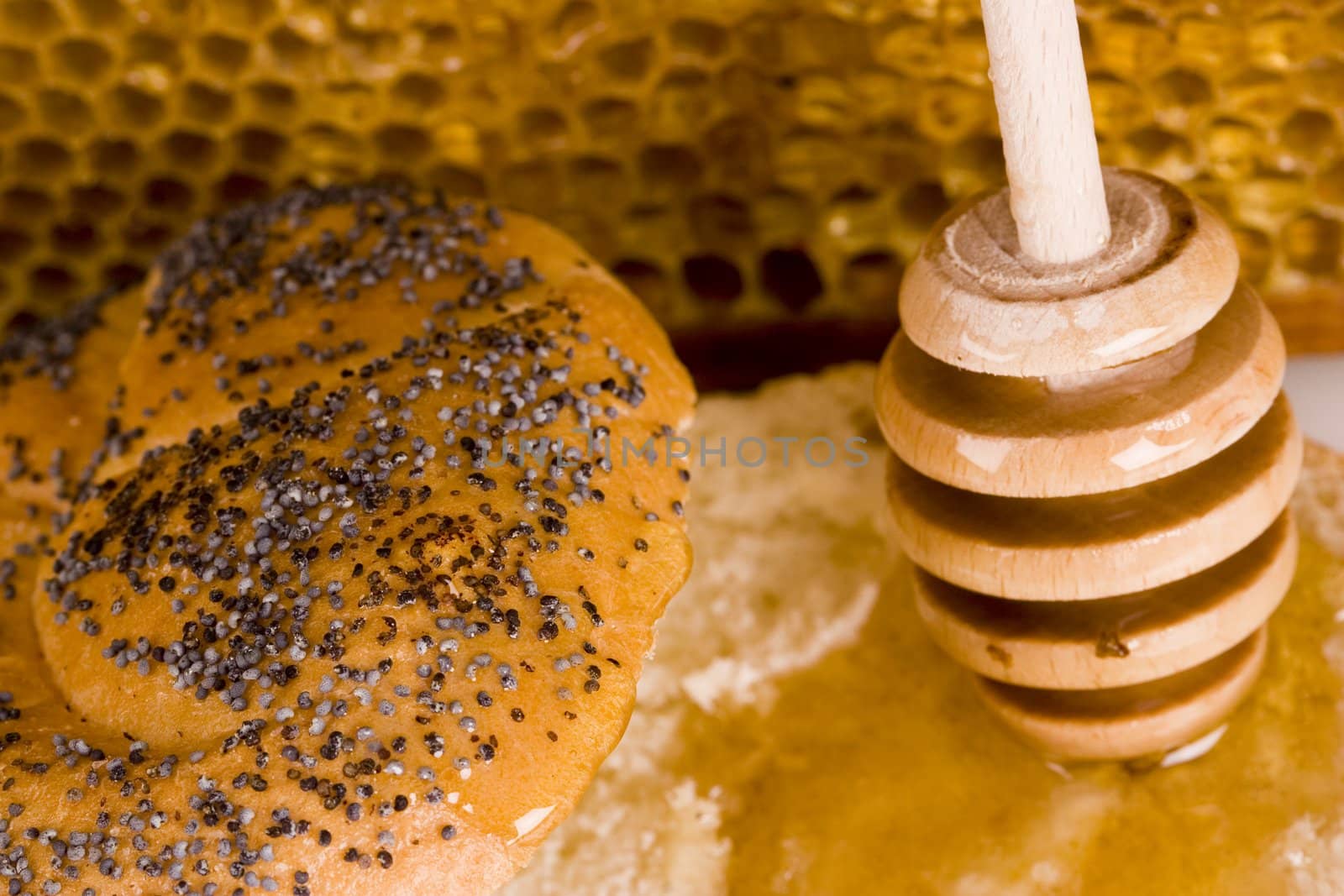 Beautiful yellow patch of healthy and tasty honey