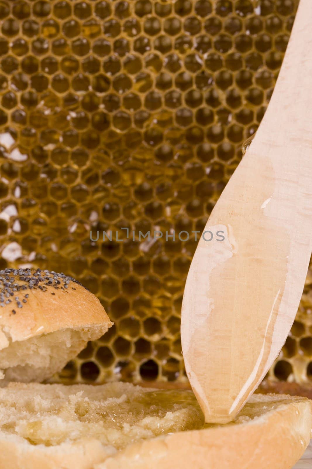 Beautiful yellow patch of healthy and tasty honey