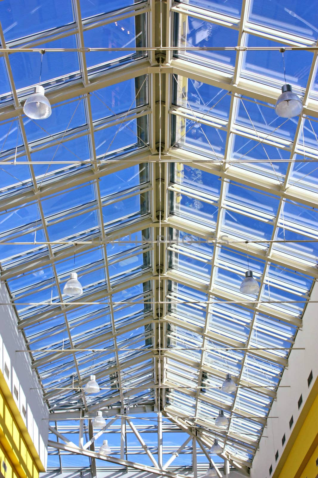 Modern roof construction made of glass