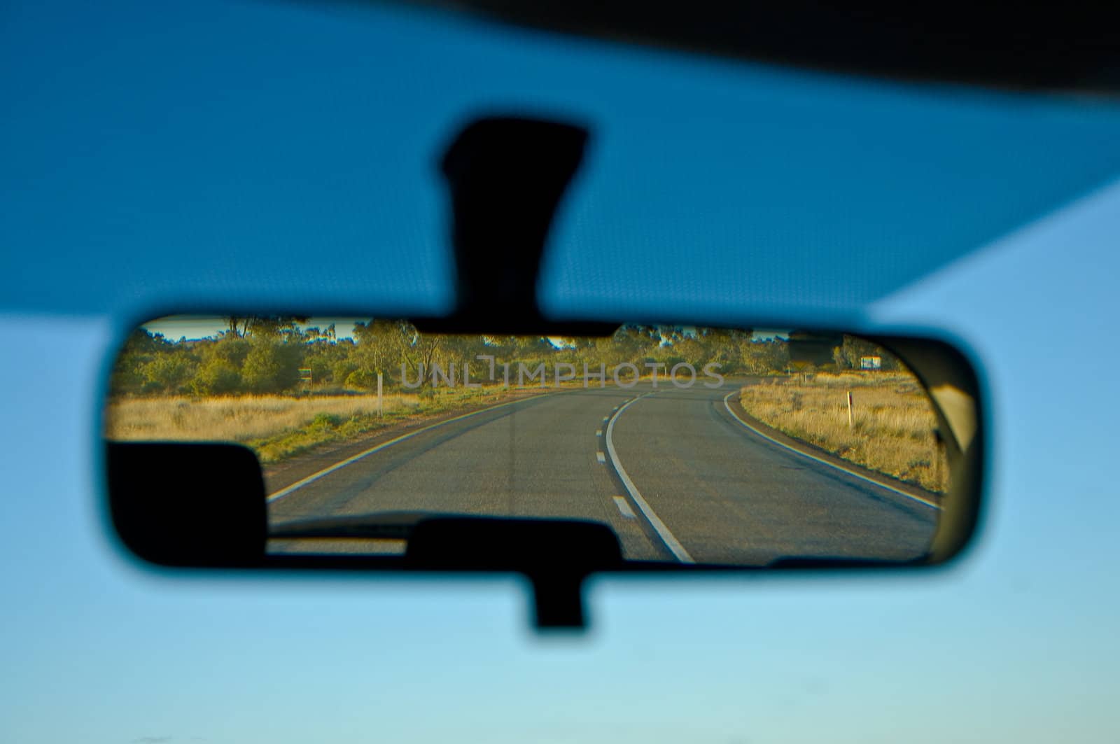 car mirror during the outback travelling