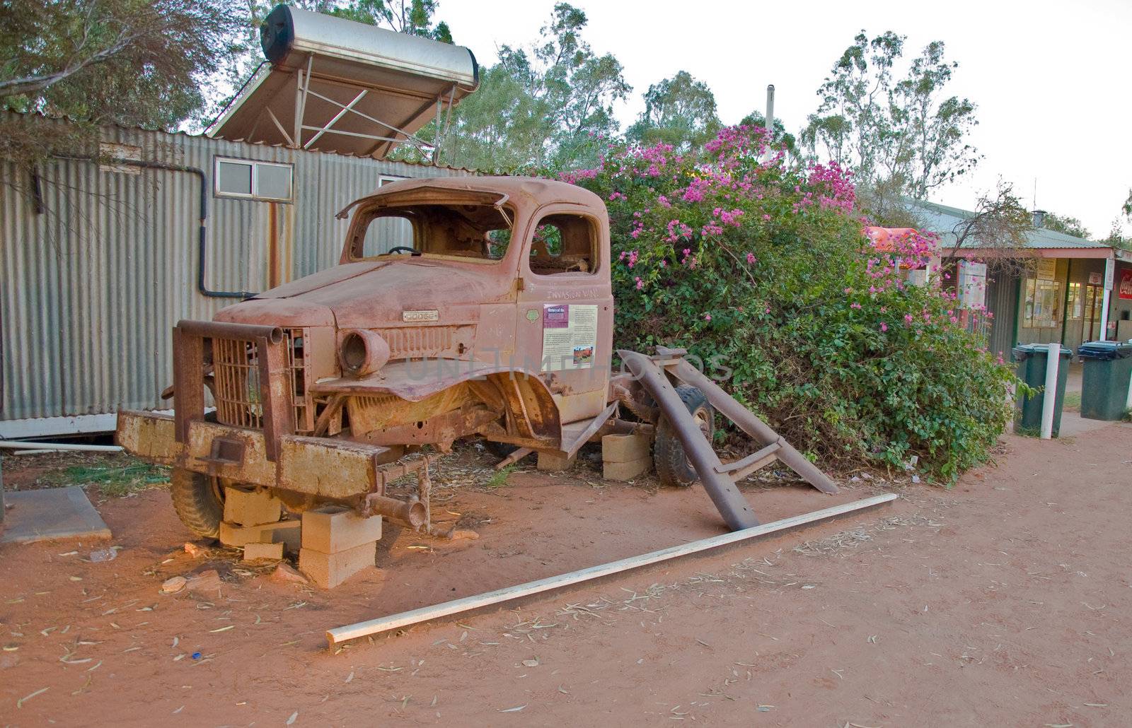 wreck truck in a australian farm, outback