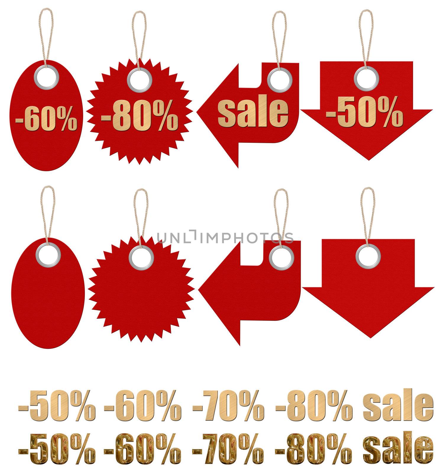 Set of labels on ropes with percent discounts. Part 2 by galdzer