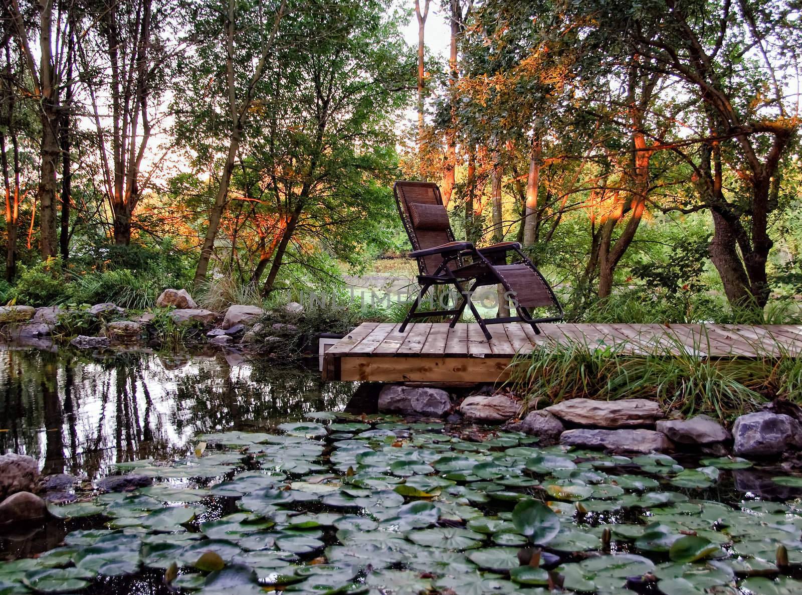 Beautiful residential landscaped garden in a rural environment