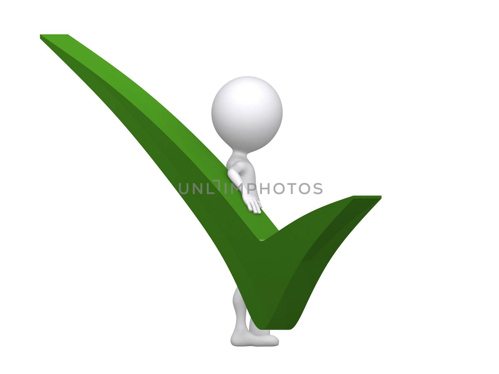 green check mark with 3d man