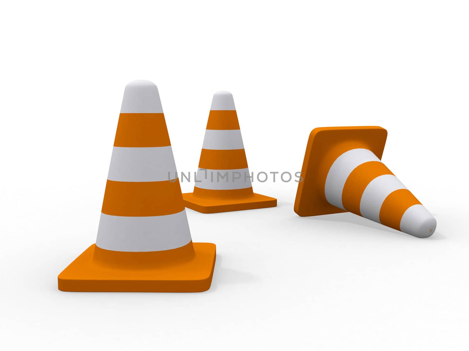 traffic cones 3d illustration by dacasdo