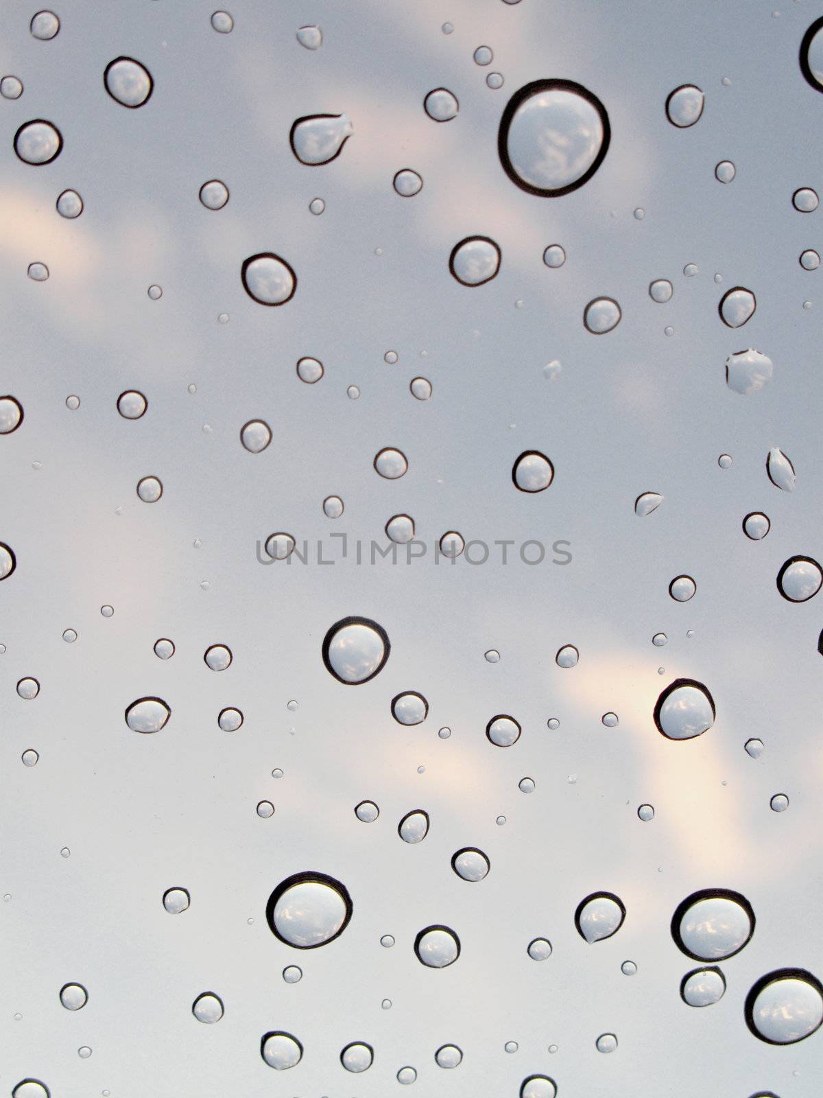 Water Drops with Sky Reflections