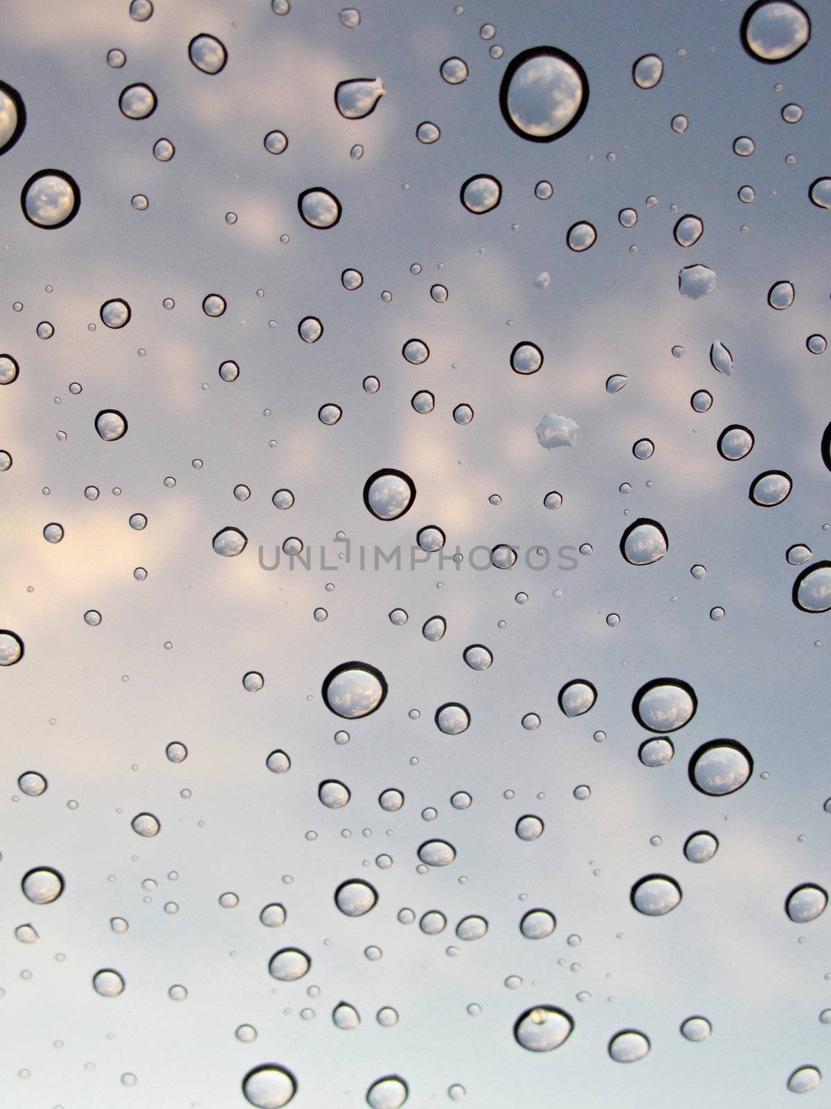 Water Drops with Sky Reflections