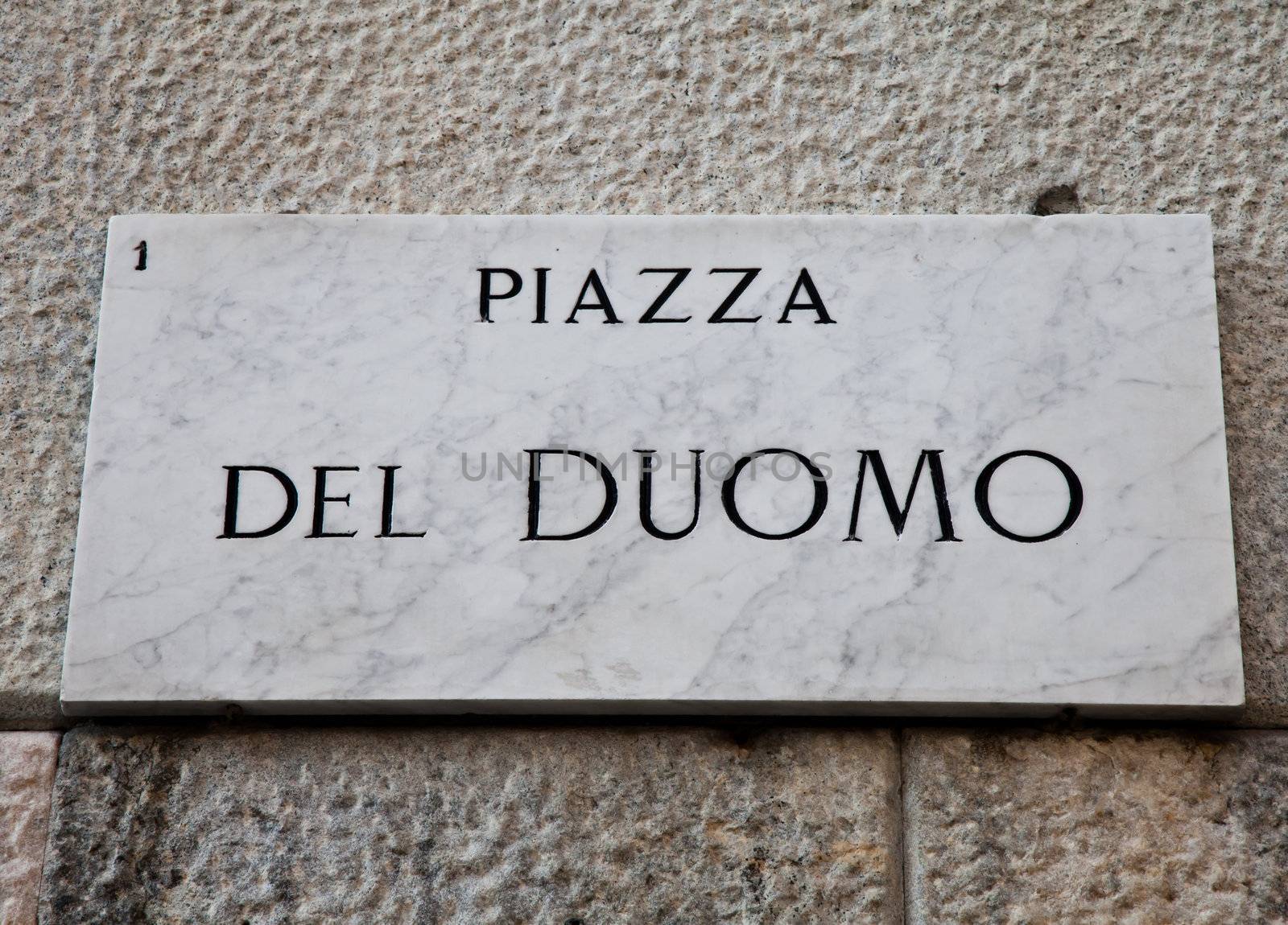 Street sign of famous interesting point in Milan center - Italy