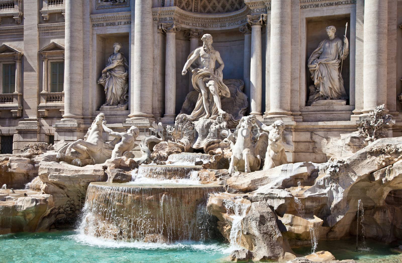 Trevi fountain during a sunny day, Rome, Italy