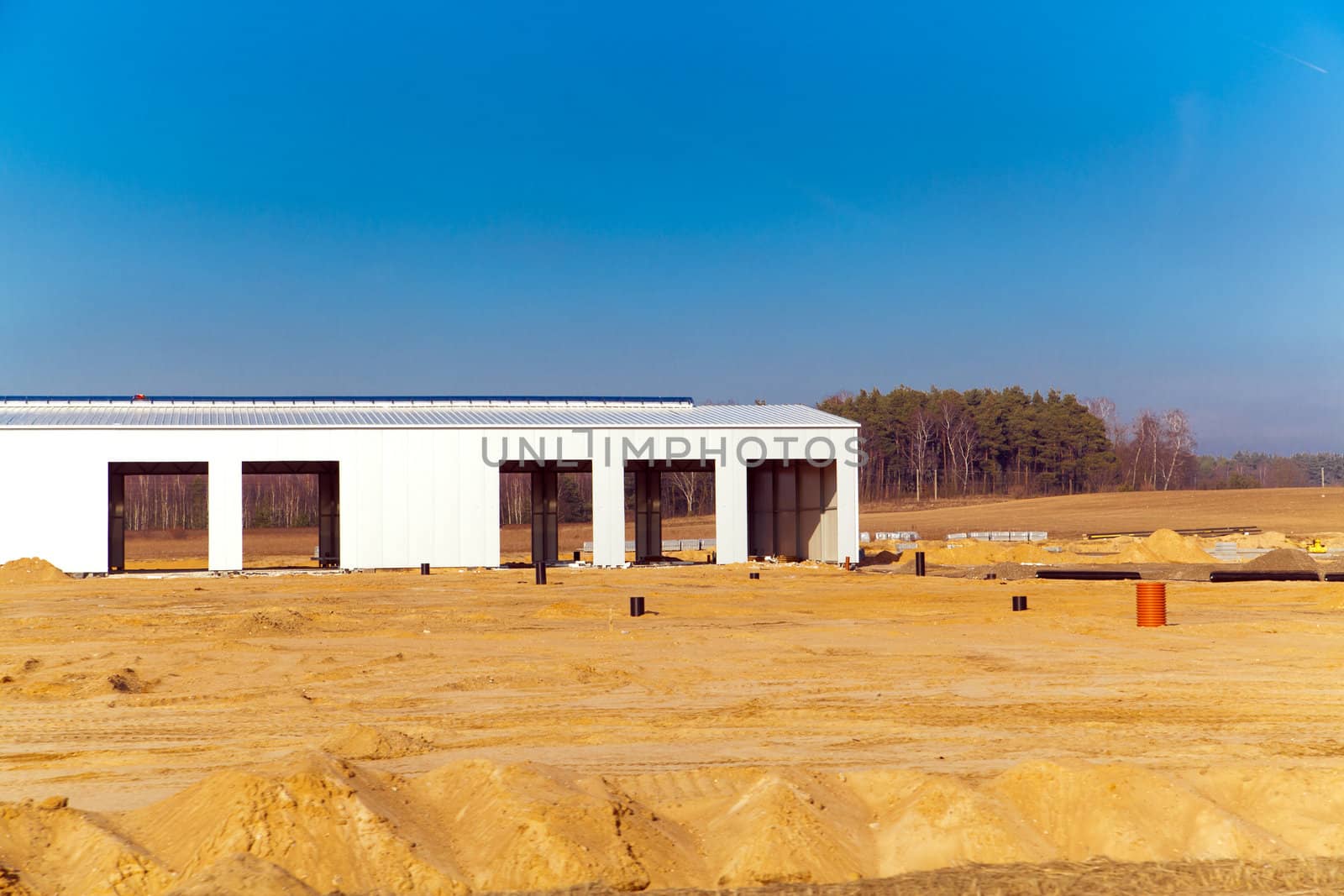 Logistic store building construction site
