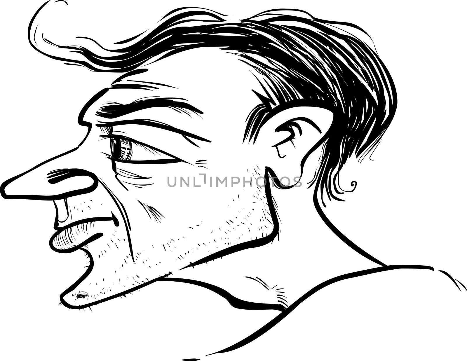man profile caricature sketch illustration