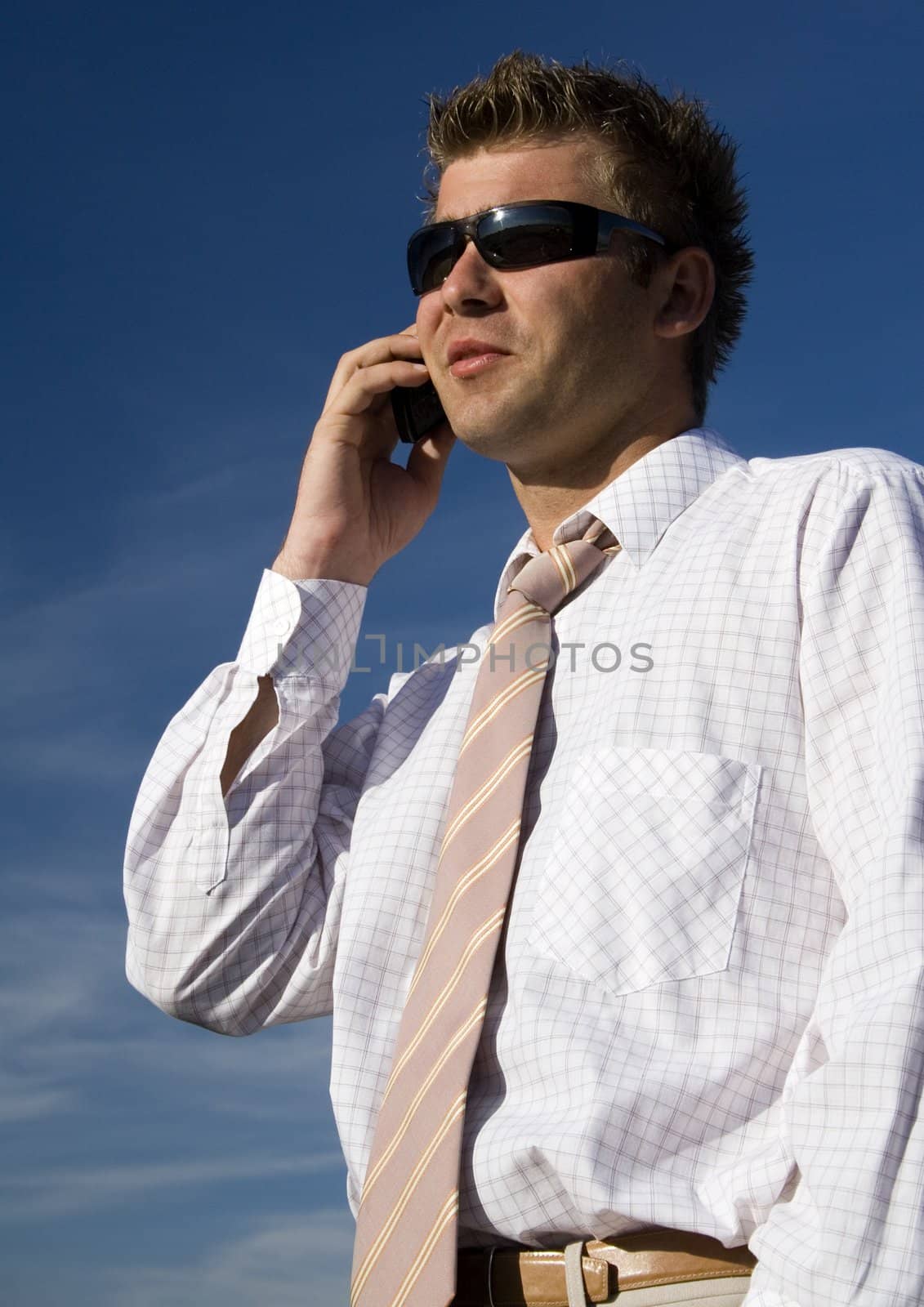 Businessman talking on mobile phone