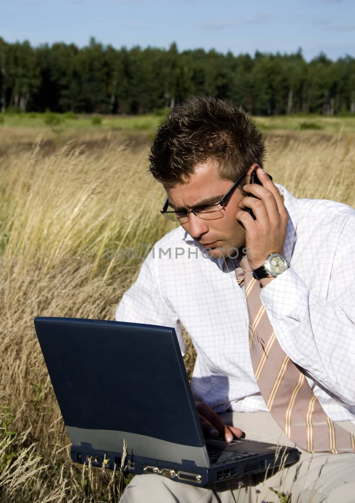 Businessman talking on mobile phone