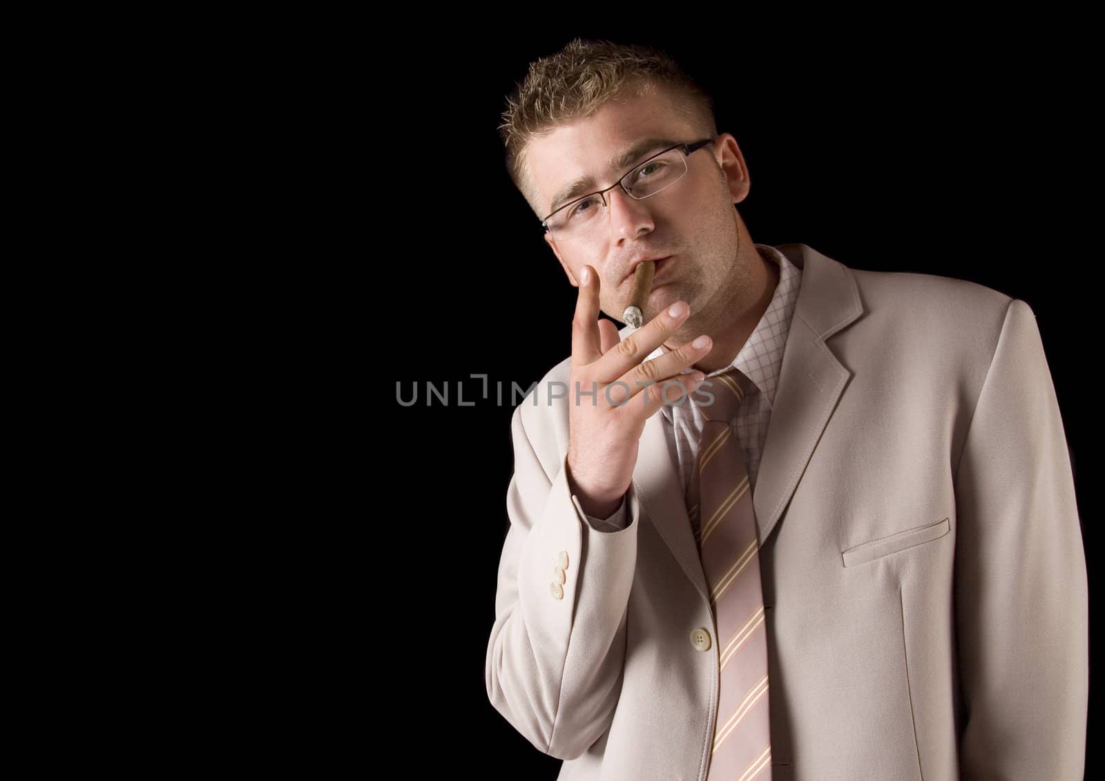 Businessman smoking cigar by shiffti