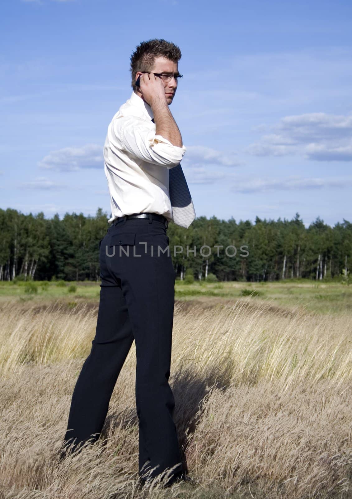 Businessman talking on mobile phone