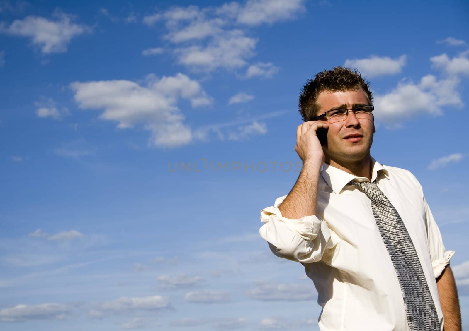 Businessman talking on mobile phone