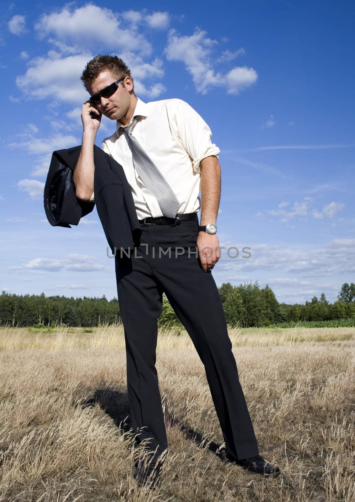 Businessman talking on mobile phone