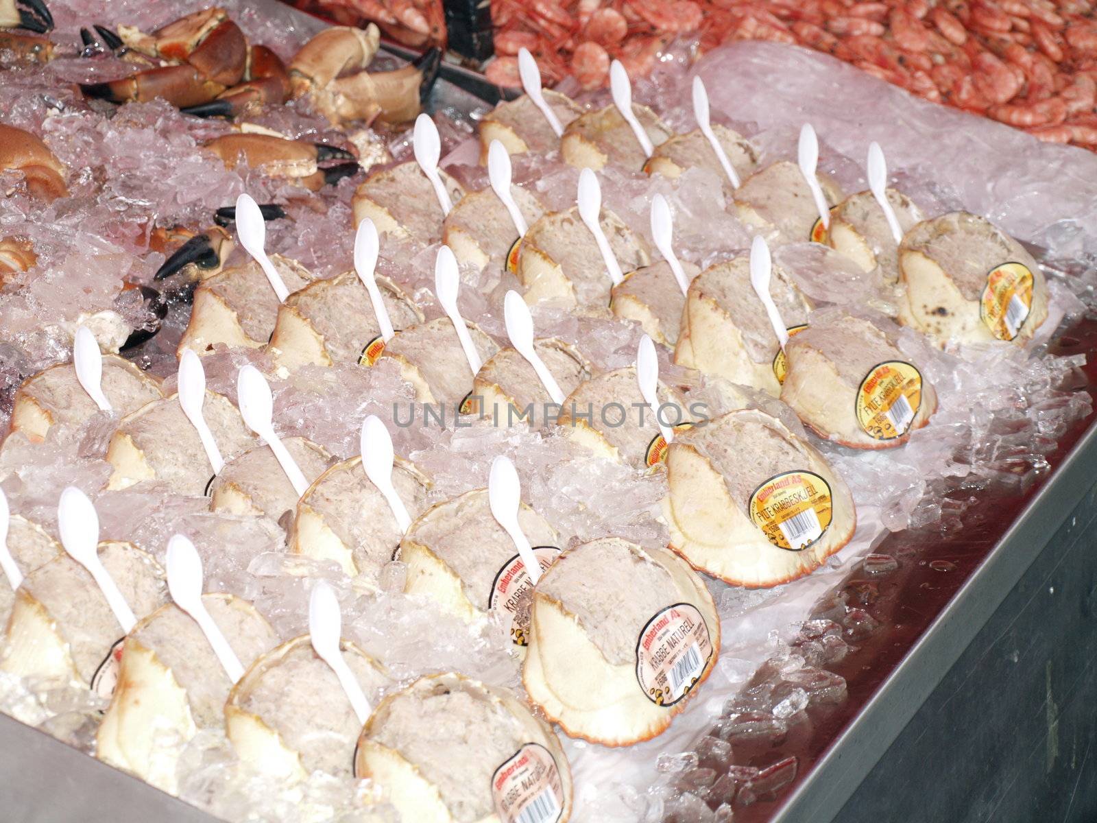 crabs on Bergen fishmarket in Noway