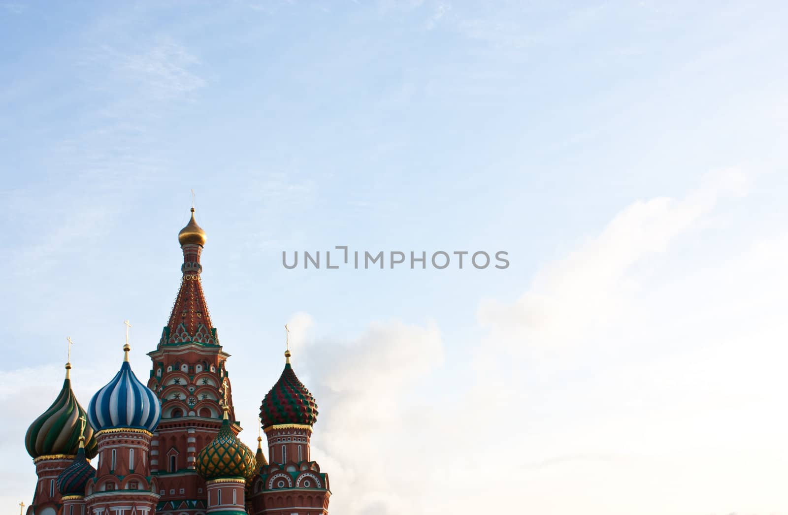 Architectural detail of St Basils Church in Moscow - copy space