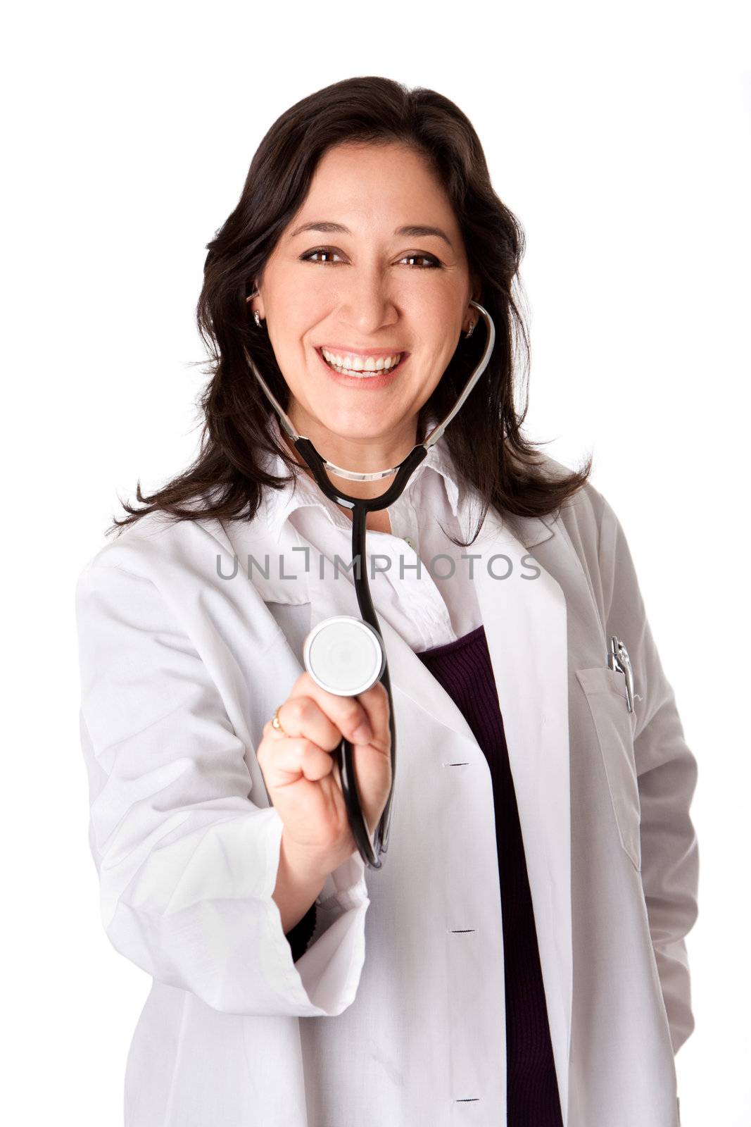 Happy doctor with Stethoscope by phakimata