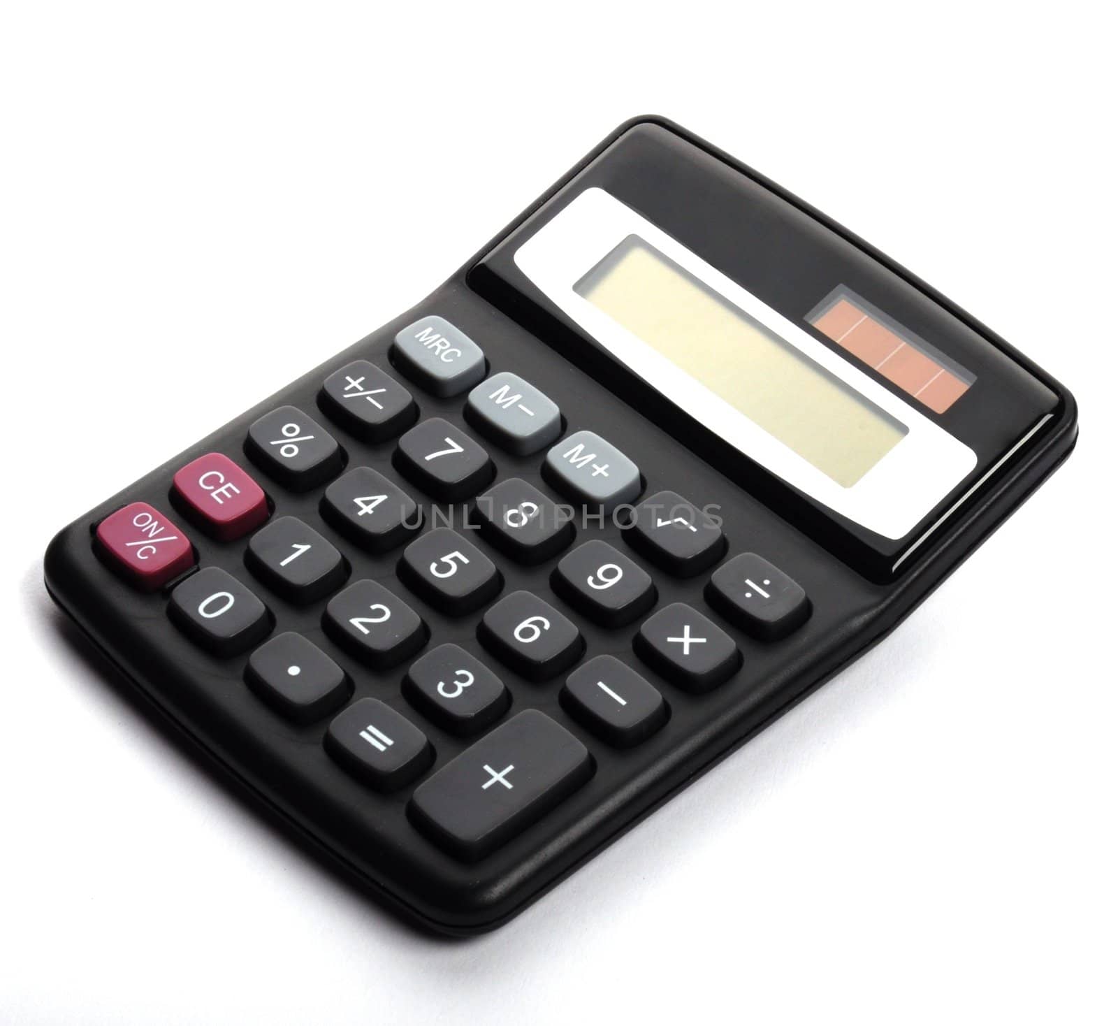 calculator with blank and empty copyspace display