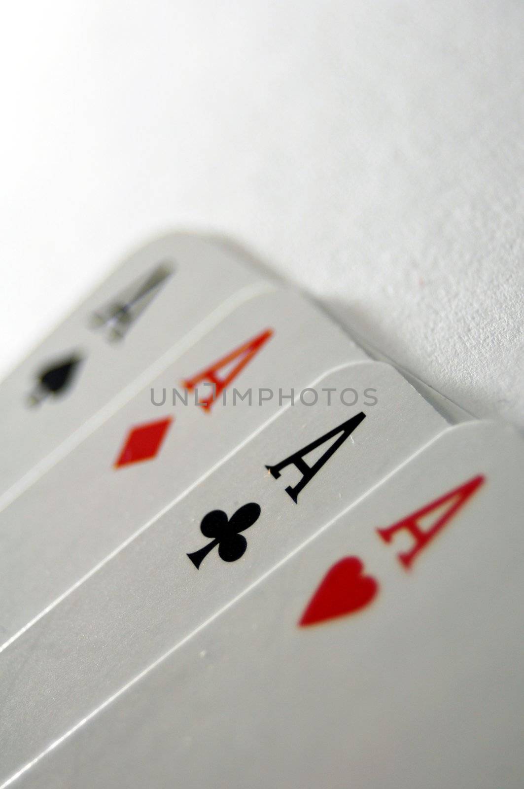 four aces on white showing winning or casino concept