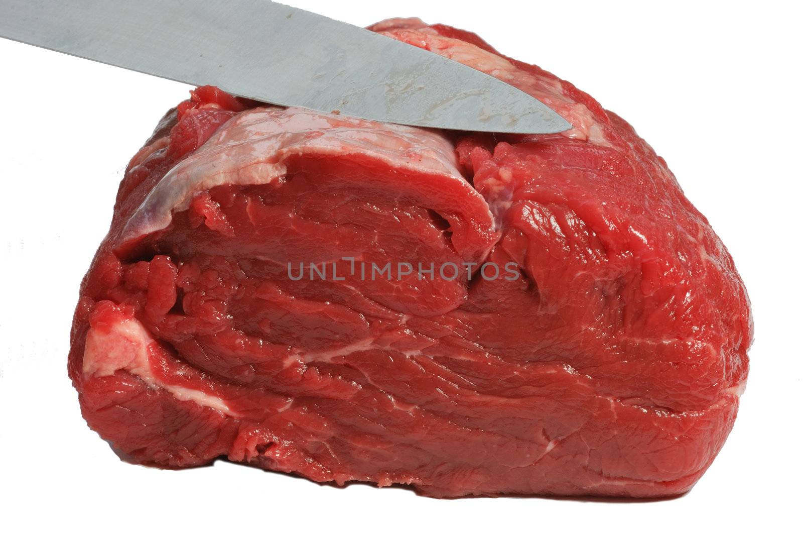 Fillet of beef with knife