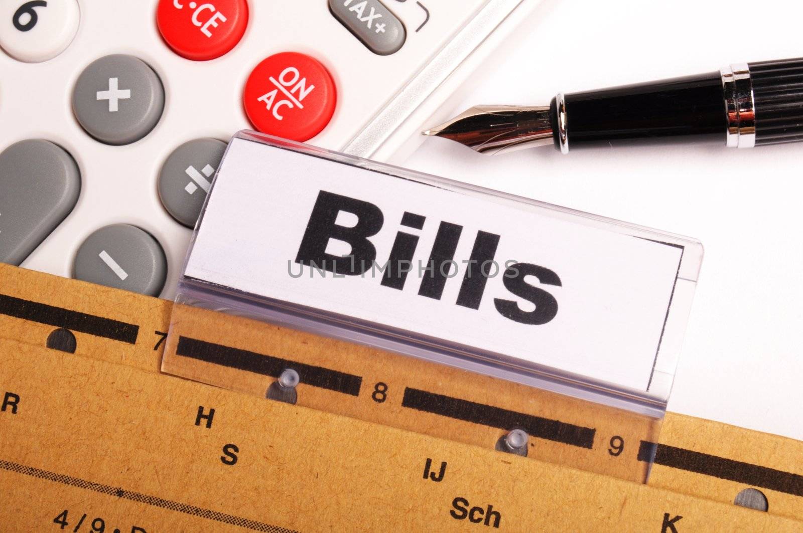 bill or bills word on paper riders showing payment or debts concept