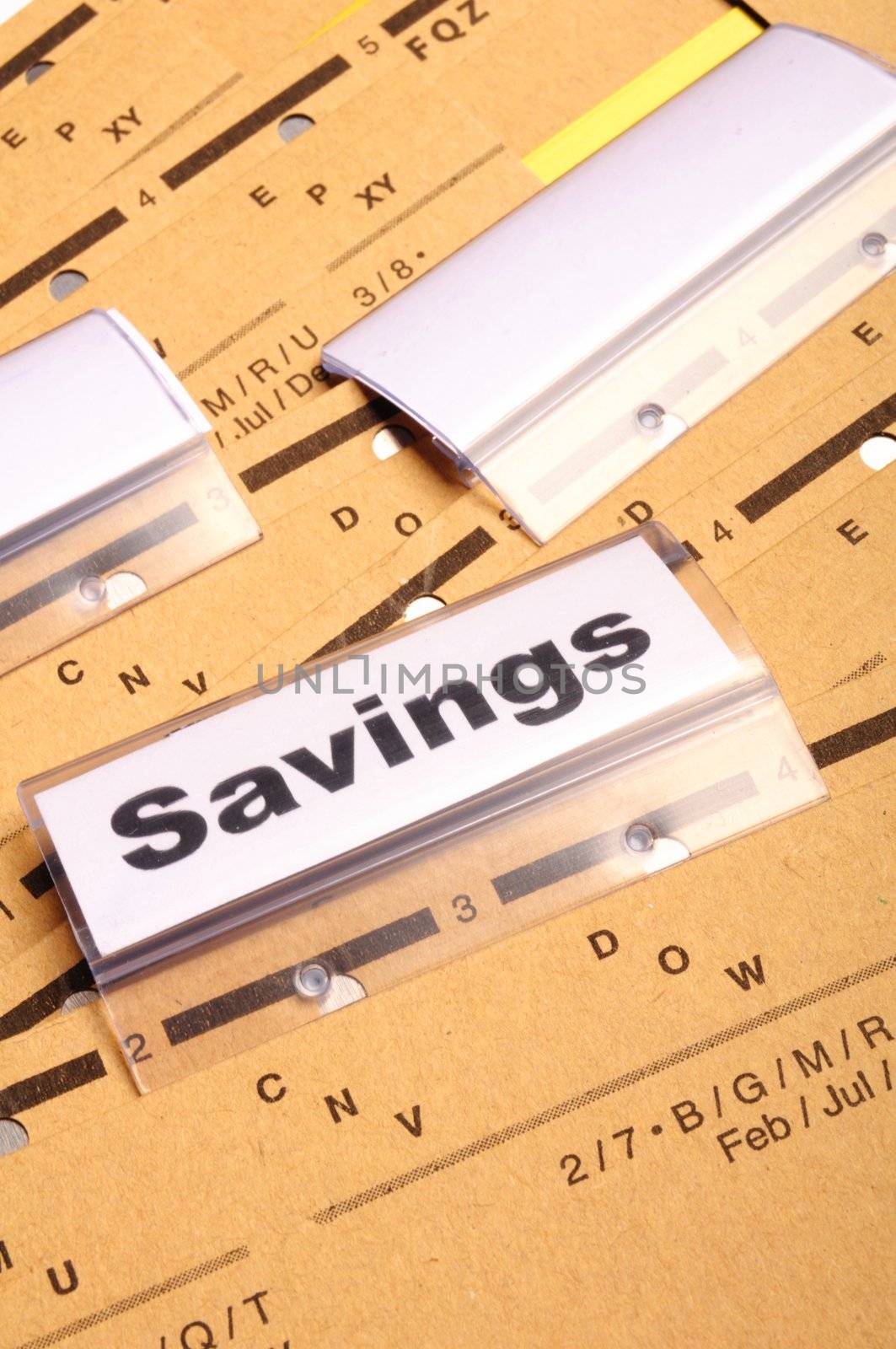 savings word on business folder showing saving money concept