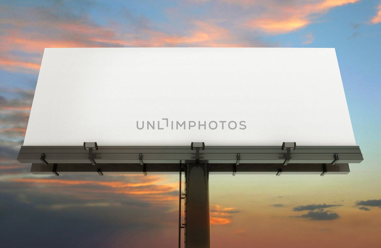 3d blank billboard ready to fill with a sunset sky behind