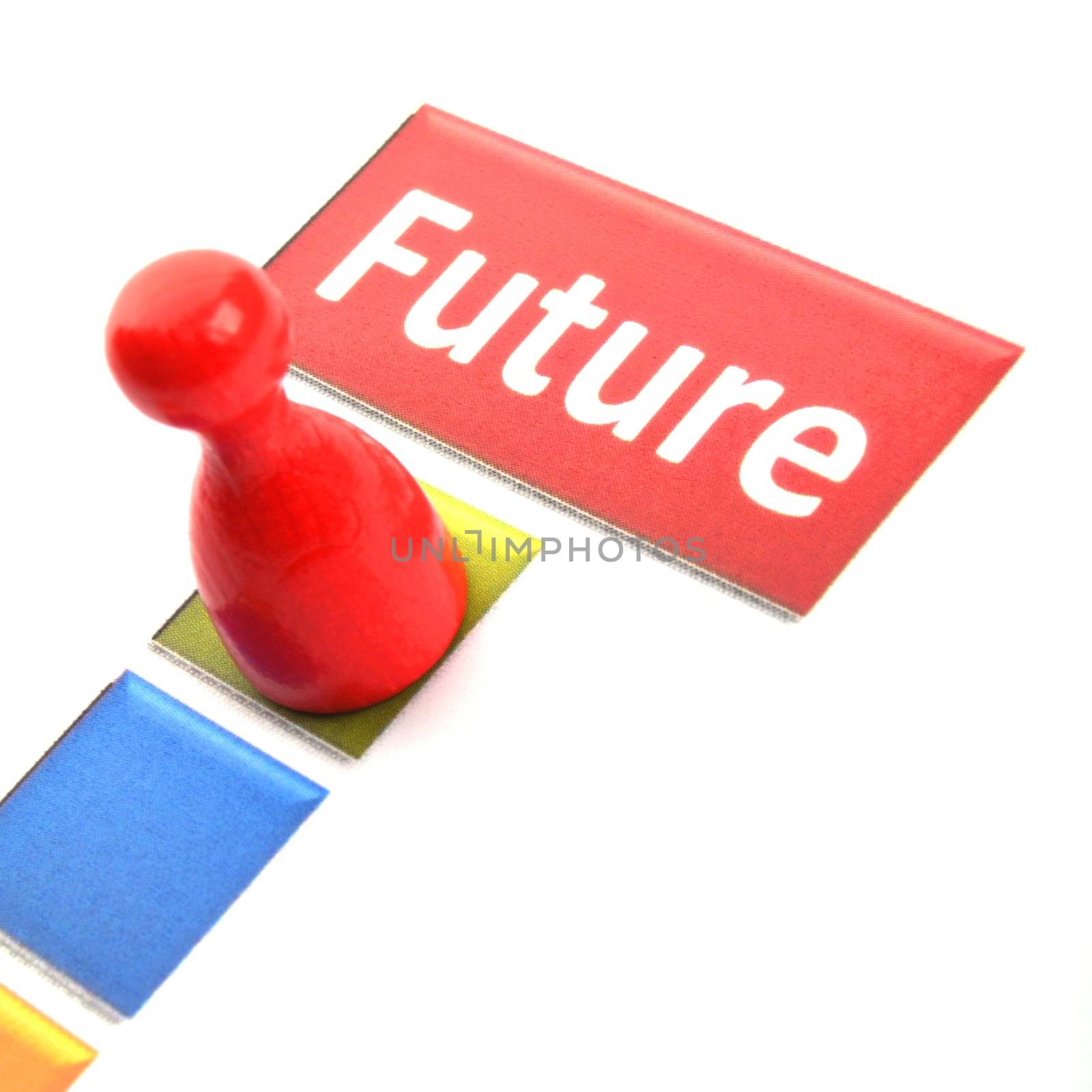 future word and pawn showing time or business investment concept