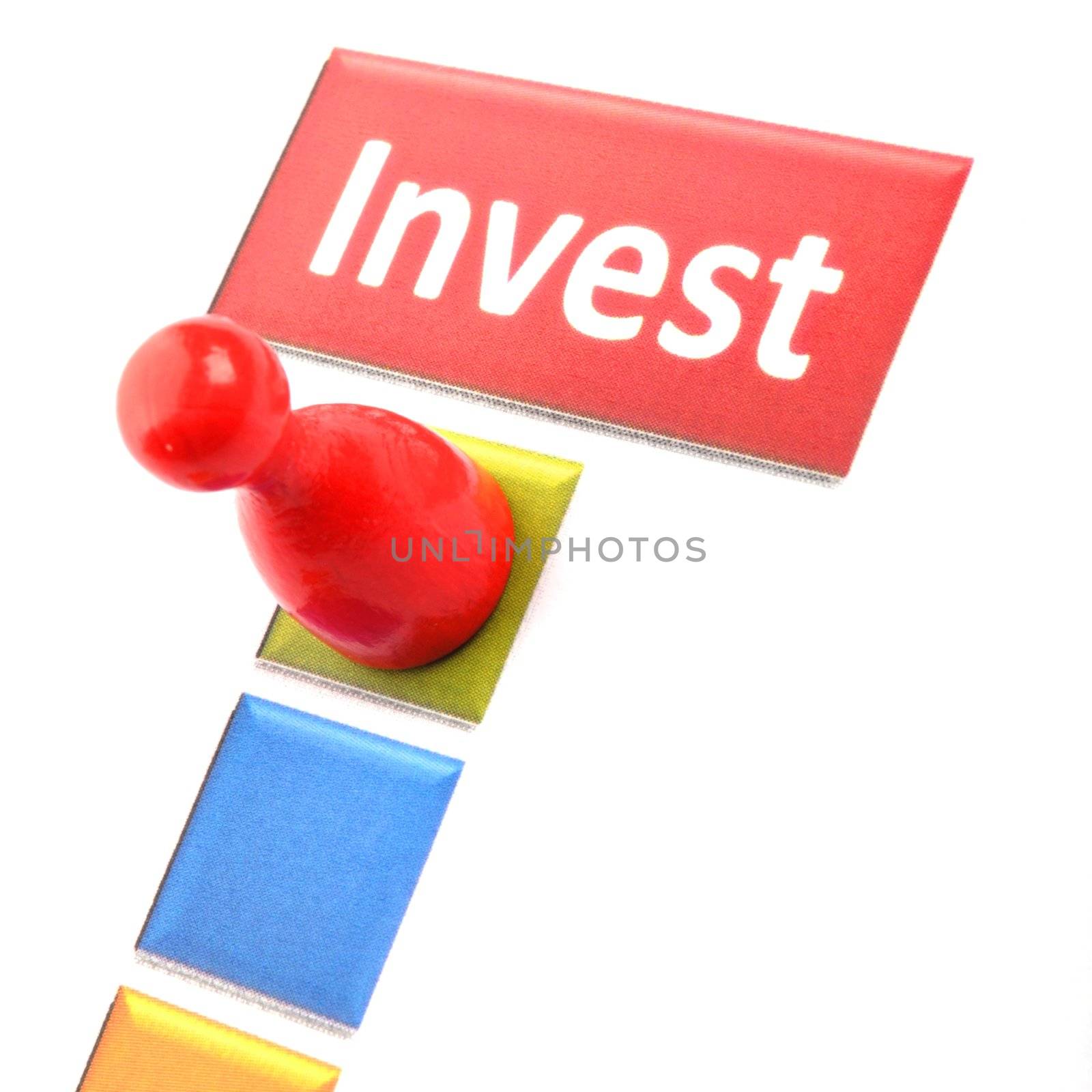 invest investment finance financial or business concept with pawn in white