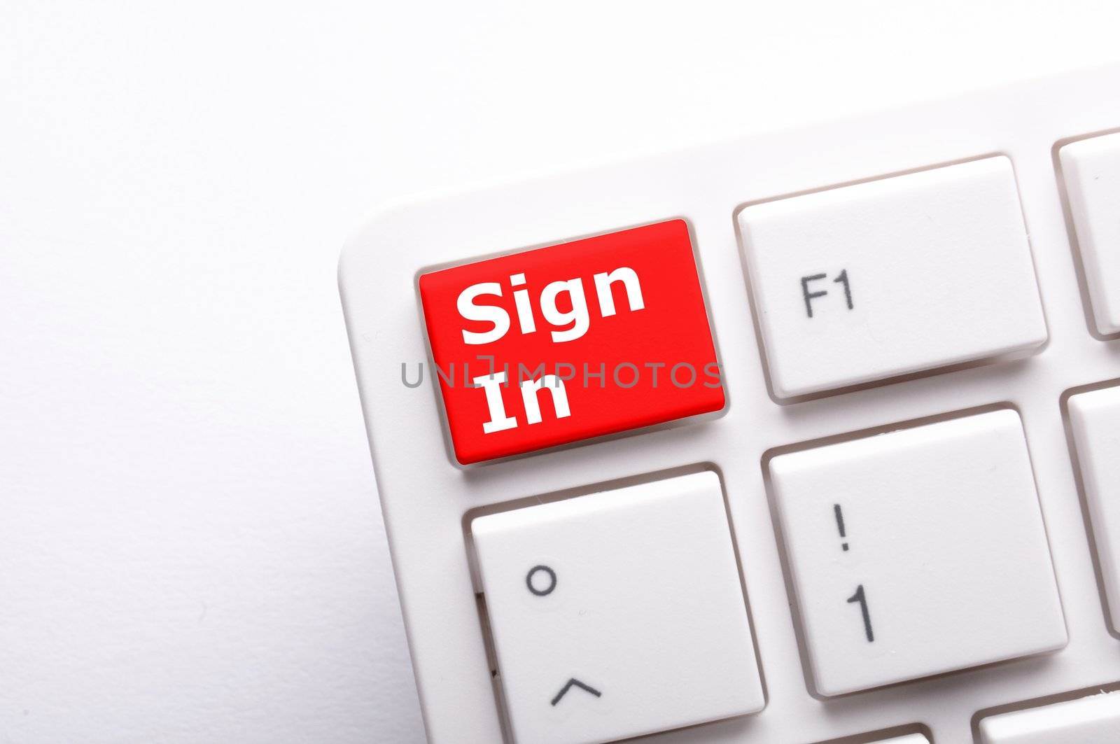 sign in or login on internet webpage concept with keyboard key
