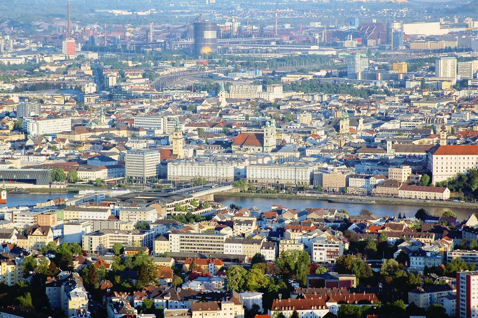 Aerial View of Linz the Capital City of Upper Austria