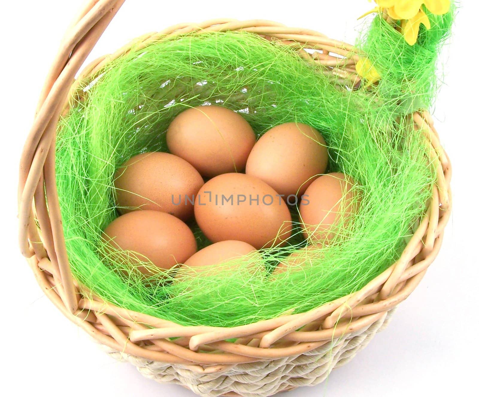 wicker basket with eggs by alexwhite