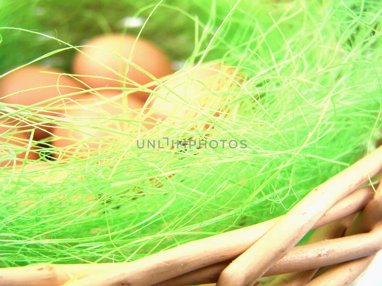 wicker basket with eggs