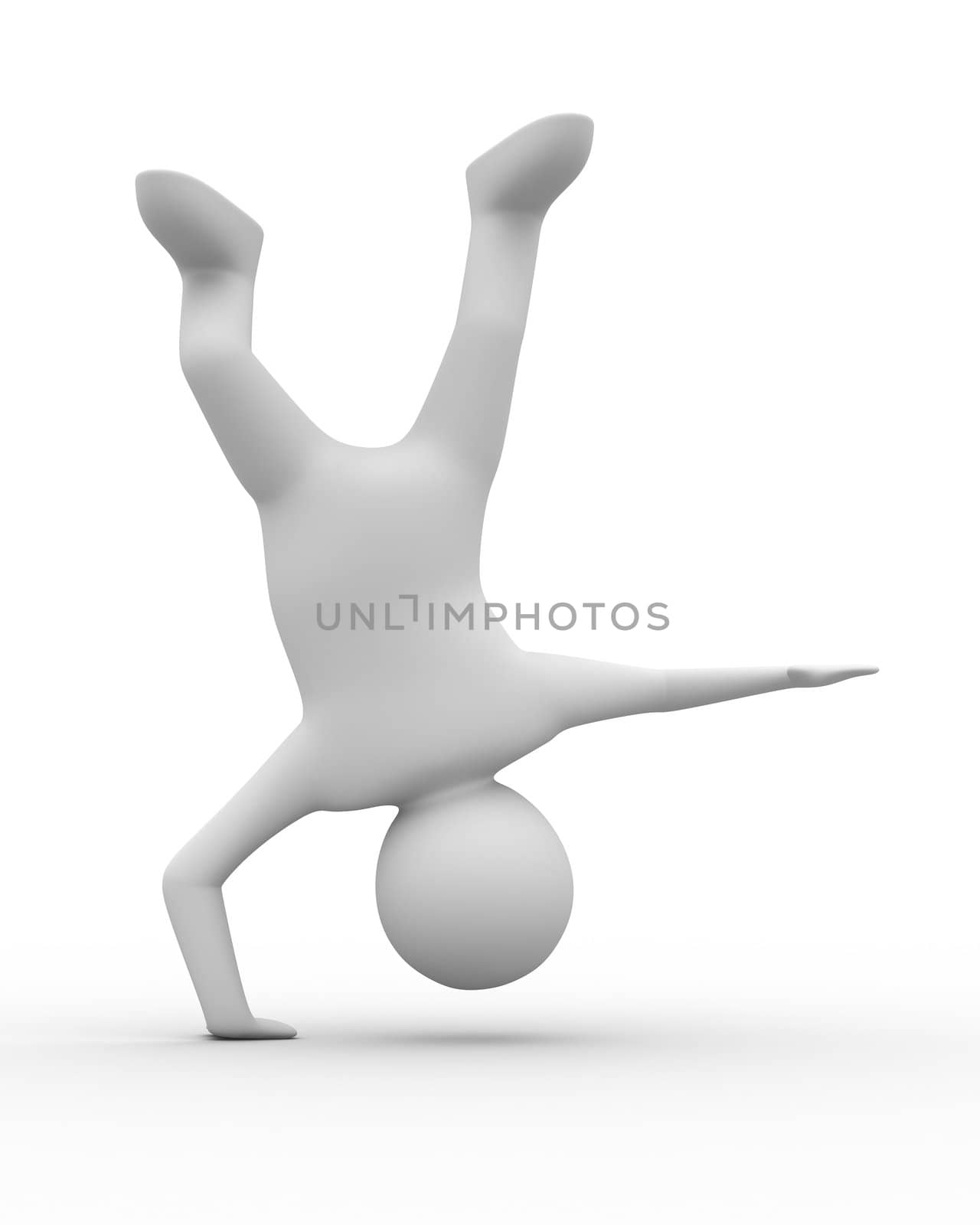 Man handstand on white background. Isolated 3D image